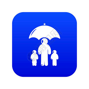 保险家庭图标蓝色矢量隔离在白色背景上保险家庭图标蓝色矢量图片