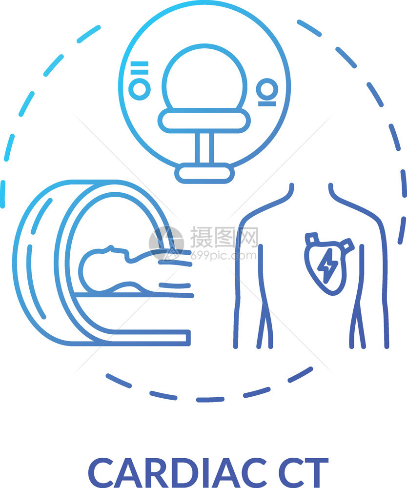 心电图概念标x射线扫描心血管疾病诊断心血管疾病诊断设想细线插图立体扫描计算断层摄影矢量孤立的外观rgb彩色绘图心电概念标图片
