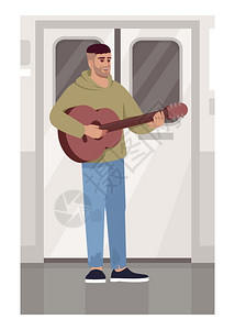 吉他手在地铁上图片