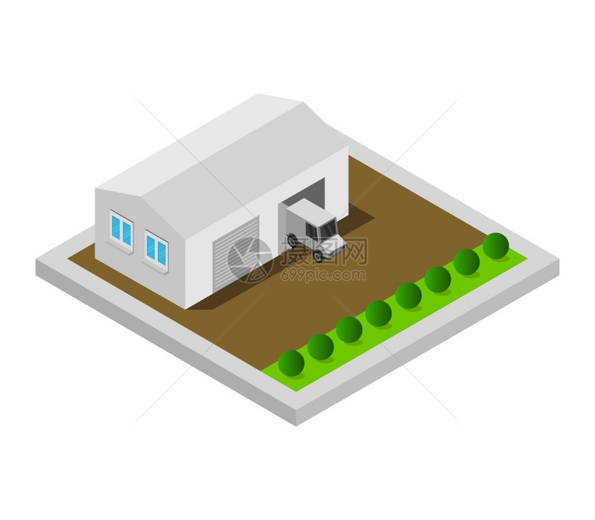 白色车库平面设计矢量图图片