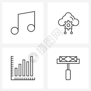 音乐图表云维护增长矢量图解的4条线符号集高清图片