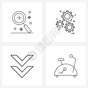 现代风格由4行象形图网格基于电子商务箭头缩放齿轮双矢量插图组成的现代风格集背景图片