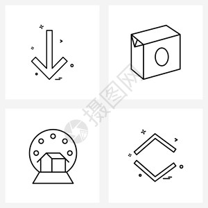 现代风格由4行象形图阵列装饰食物雪体矢量插图组成的现代风格图片