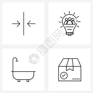 现代风格由4行象形图网格组成的4行心理医生浴缸思想便利设施箱矢量插图图片