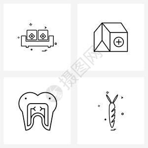4个现代家具符号牙科沙发医院用矢量图示的4个现代家具药物矢量图示图片