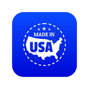 美国明星大道美国制造的图标蓝色矢量孤立在白色背景美国制造的图标蓝色矢量插画