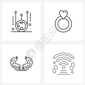 现代风格由基于科学医环情人节妻子矢量插图的4行象形阵列构成图片