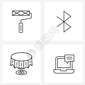 比利茨基影响现代风格由4行象形图电网基木匠表设备连接影响器矢量图解组成插画