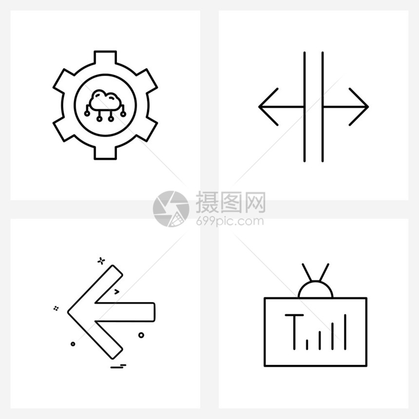 由4个现代工具方向箭头左下矢量图解符号组成的个现代工具向箭头左下矢量图示图片