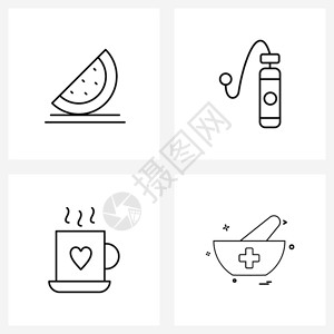 由食品浪漫氧海医用矢量图解等4个现代符号构成的系列图标背景图片