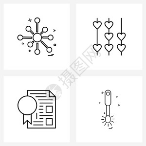 由4个现代图示证书表爱文凭矢量图示符号组成的现代图示文凭矢量图片