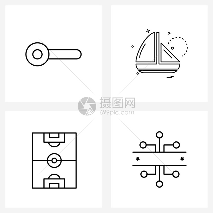 现代风格由4行象形图格网按钮足球软件体育游戏矢量插图组成图片