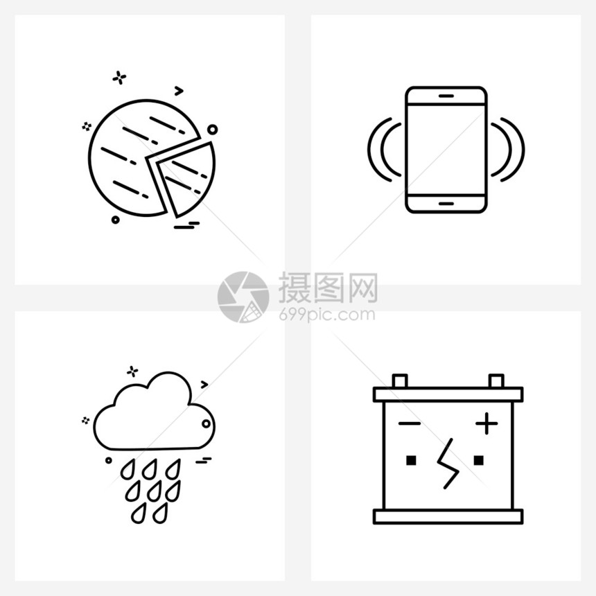 图表雨铃日矢量说明的4条线符号集图片