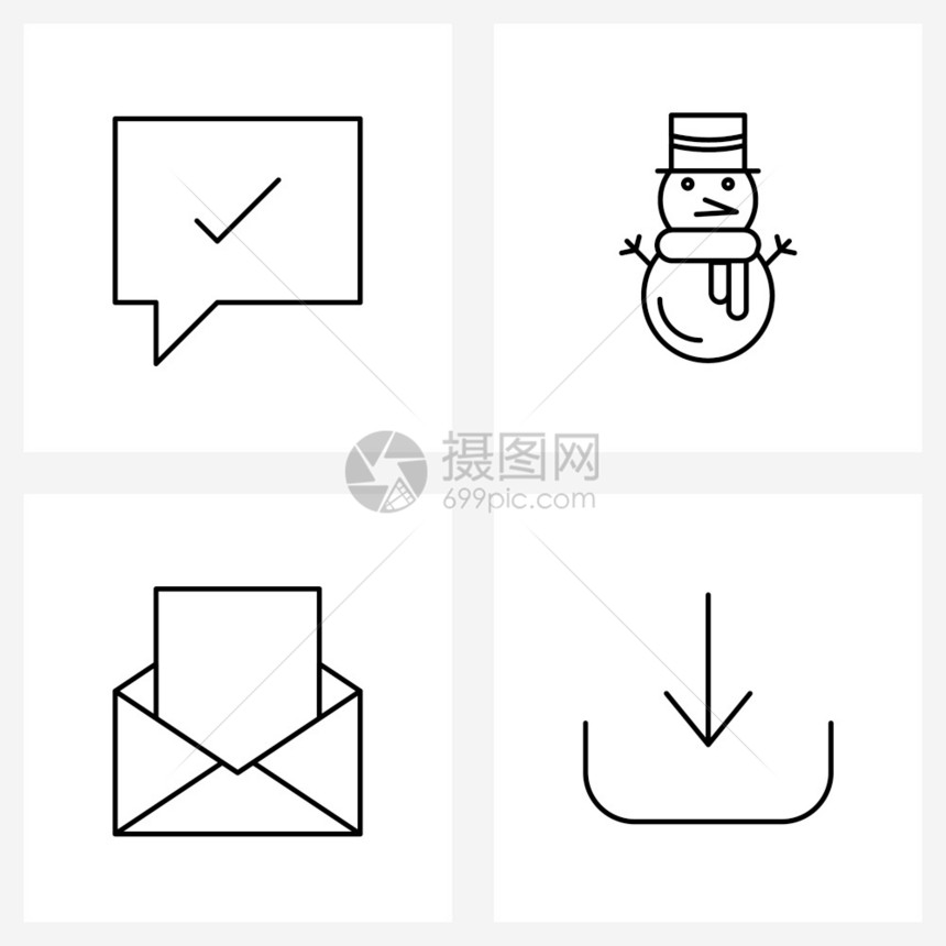 由4个现代批注符号电子邮件勾选圣诞节发送矢量图示组成的个现代注释符号发送矢量图示图片