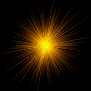 在暗底背景上升的黄线金色亮光星效应矢量说明高清图片