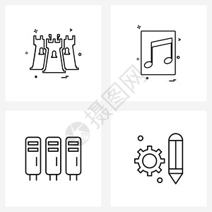 现代风格由4条线像形网组成以城堡储物柜媒体金库矢量图示为基础图片