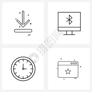 用于箭头时钟向下列时间矢量说明的4条线符号集图片