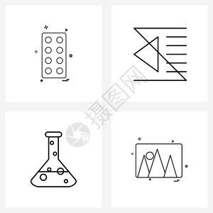 现代风格由4行象形网状平板烧烤医药格式化学杯状矢量图解等4行象形网图片