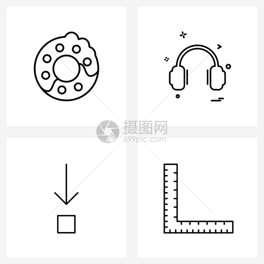 现代风格图标集科技现代甜甜圈耳机图片