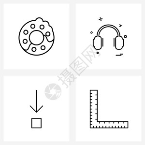 现代风格图标集科技现代甜甜圈耳机背景图片