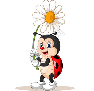 蚧壳虫卡通可爱的虫拿着朵花插画
