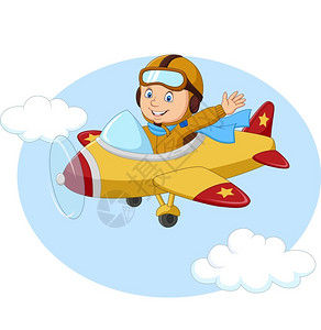 开飞机的卡通小男孩图片