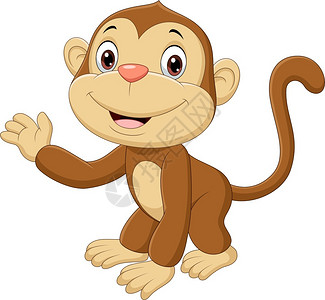 卡通可爱挥手的小猴子图片