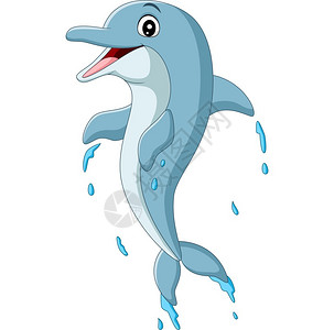 海豚漫画蓝色海豚在跳跃插画