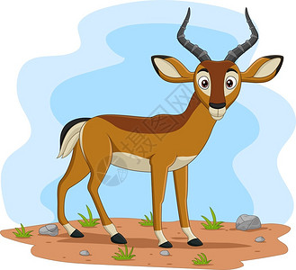 大草原动物卡通可爱羚羊插画