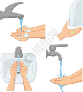 手清洁洗手步骤说明插画