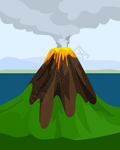 火山爆发熔岩小山高清图片