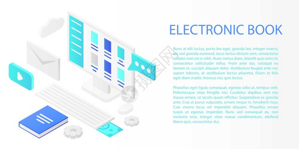 电子书概念横幅电子书矢量概念横幅用于网络设计图片