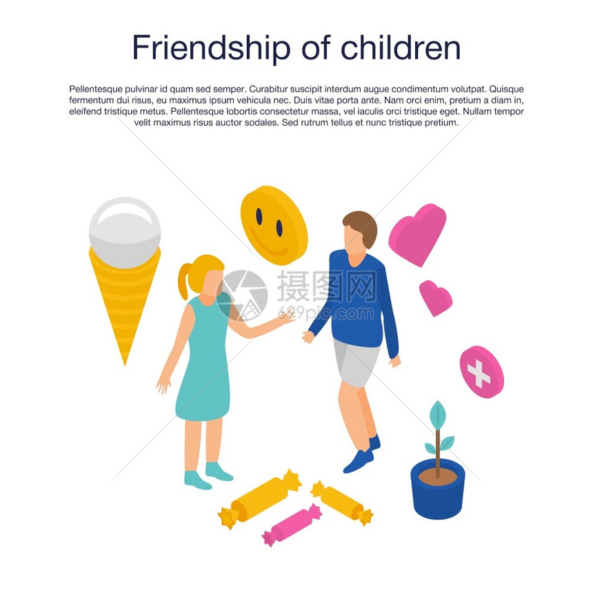 儿童友谊概念横幅图片