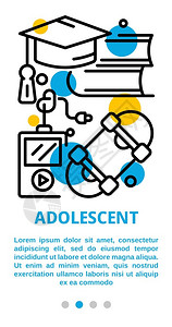 青少年横幅向量横幅插图用于网络设计青少年横幅大纲样式图片