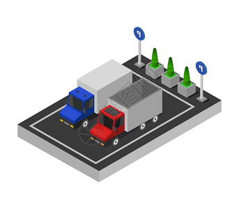 路边停车场停车场标签平面矢量图插画