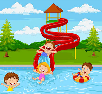儿童在水上乐园玩图片