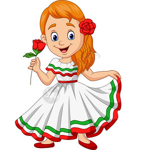 西班牙女孩卡通女孩跳舞蛋黄酱肉饼庆祝活动插画