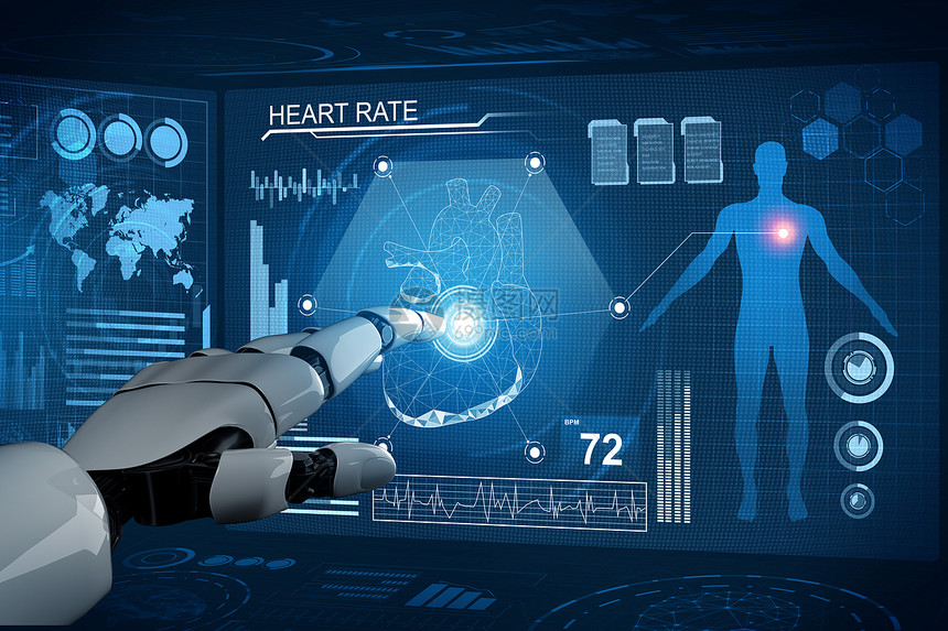 3d使医疗人工智能机器在未来医院工作病人和生物医学技术概念的未来假肢保健图片