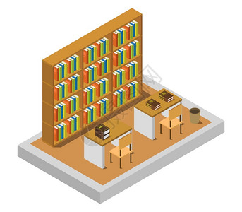 古代图书馆图书馆矢量图插画