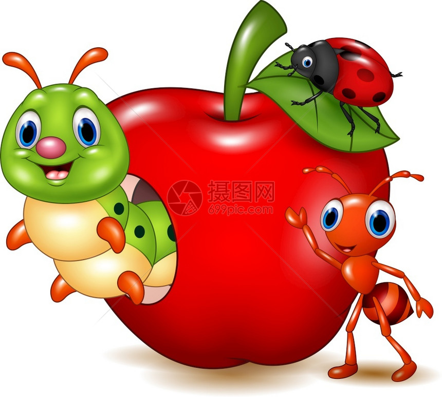 红苹果小动物漫画图片