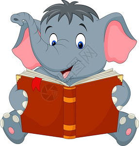 漫画笑大象在读一本书背景图片