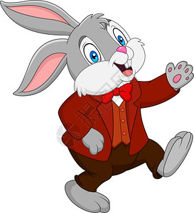 小岛上的兔子卡通兔子插画