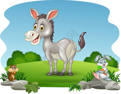 站立松鼠自然背景的漫画笑驴设计图片