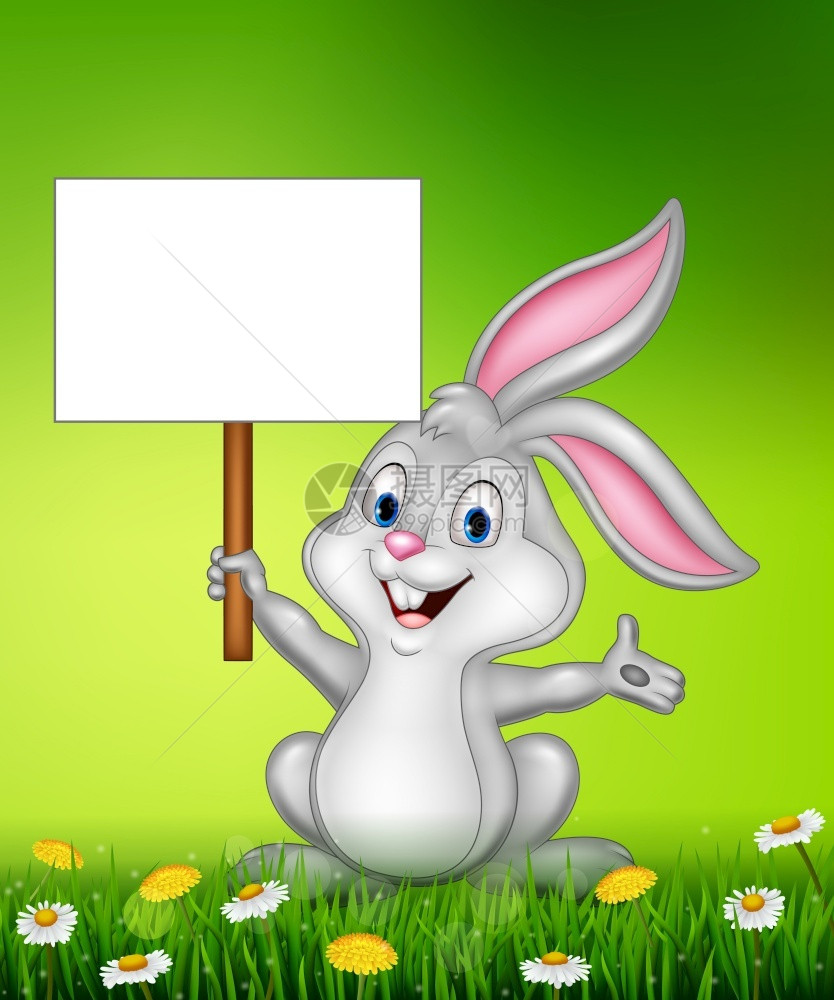 拿手举牌的兔子图片