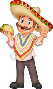 持有墨西哥玉米卷饼的墨西哥人高清图片