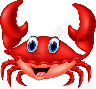 红色大螃蟹卡通可爱的螃蟹插画