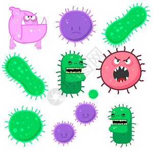 一套医疗图解说明平坦式细菌微生物学海报信息图横幅卡片传单小册子的设计要素背景图片