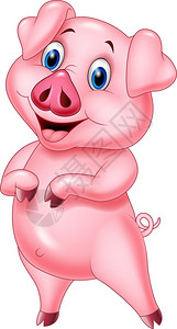 害羞的小猪装扮卡通猪插画