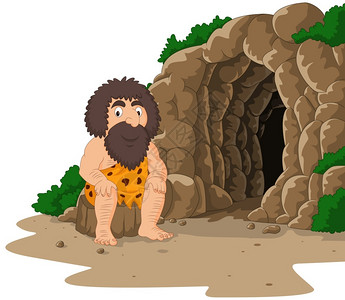 卡通可爱洞穴人背景图片
