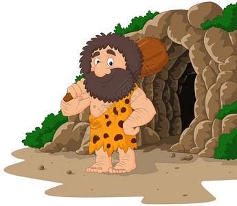 卡通可爱洞穴人图片